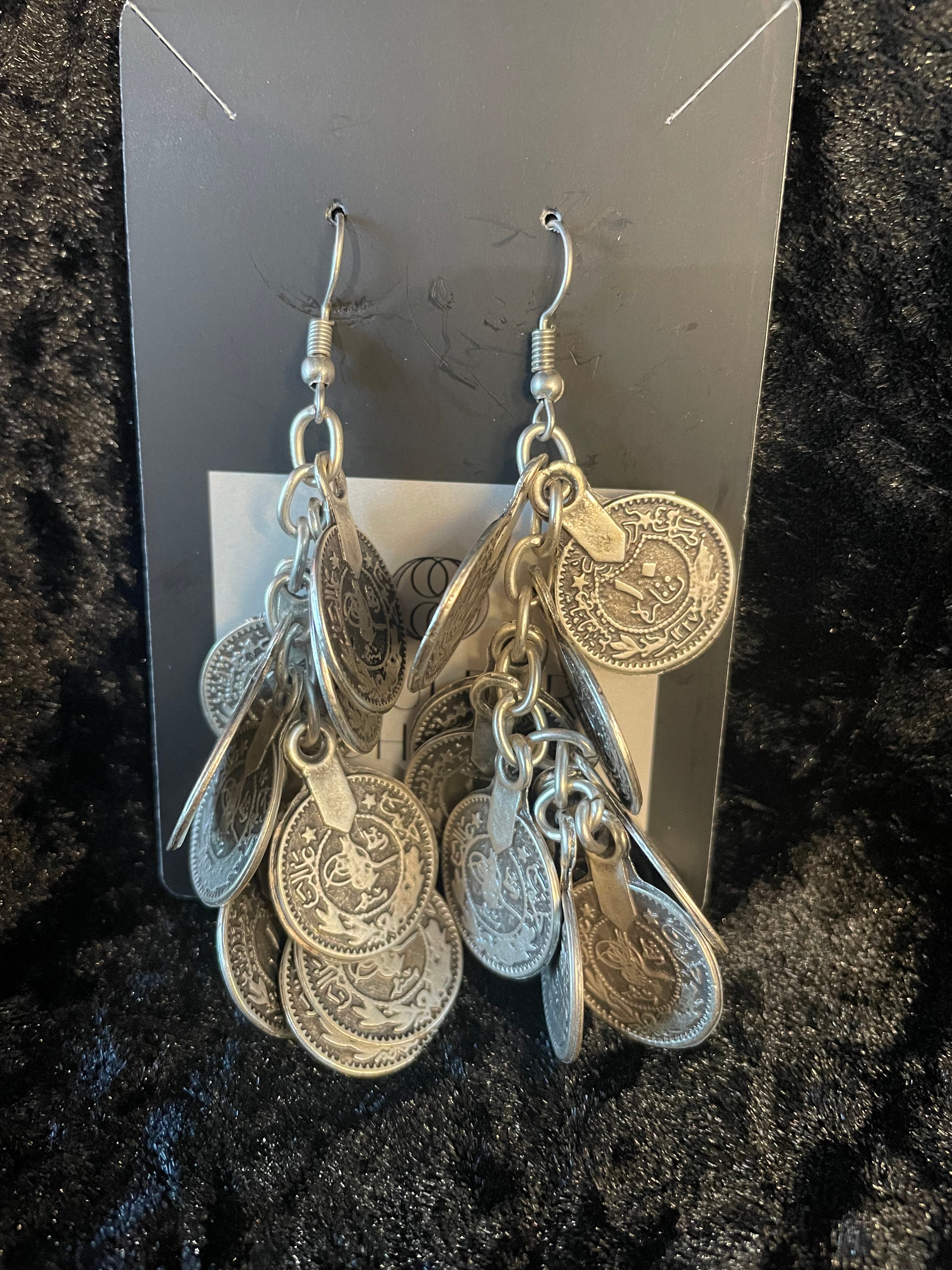 Vintage Afghan Coin Earrings – Tribal Kuchi Style Boho Jewelry