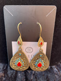 Coral and Turquoise Afghani Statement Earrings