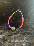 Coral Turquoise & Blue Agate Brass Nepali Bracelet