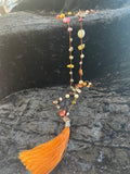 Mixed Freshwater Pearl & Glass Bead Necklace with Tassel – Handmade in Puerto Vallarta, Mexico