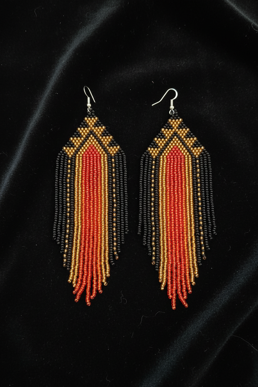 Fringe Beaded Native American Earrings