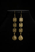 Antique Tribal Stamped Panel Earrings — Long Talismanic Drops