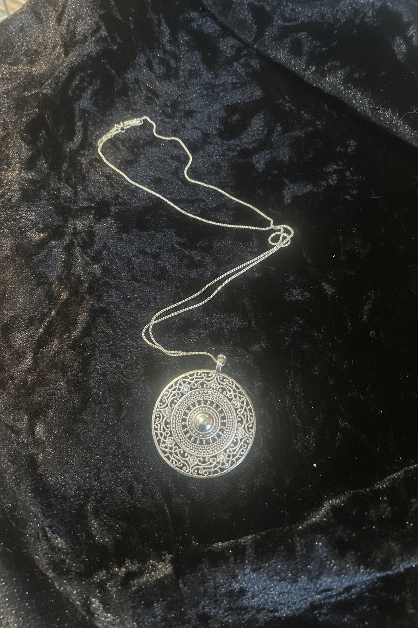 Rajasthani Silver Filigree Medallion Pendant Necklace