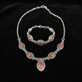 Indian Coral Y Necklace & Bracelet Set