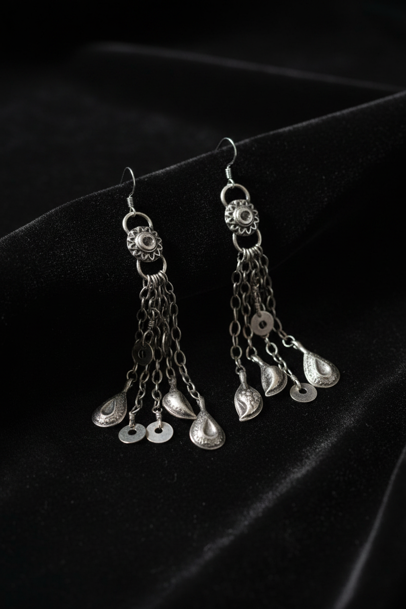 Vintage Afghan Turkman Ceremonial Dance Earrings