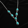Turquoise Oval Stone Sterling Silver Y-Drop Necklace – Rajasthan Handmade