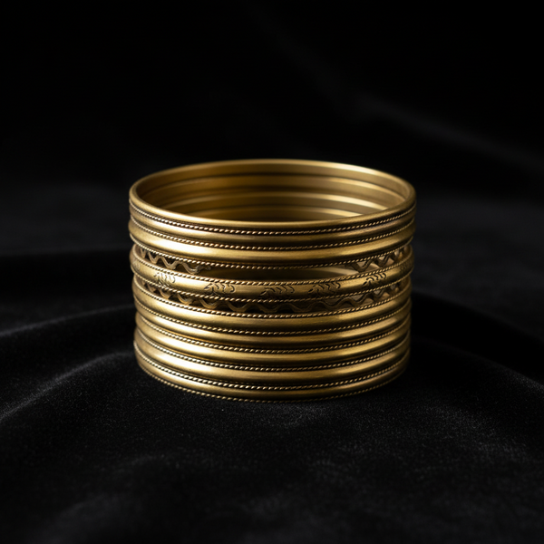 Vintage Large Brass Detailed Textured Cuff Bracelet Made in India