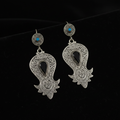 Vintage Kuchi Black Agate & Turquoise Earrings