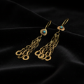Vintage Kuchi Brass Dance Earrings with Turquoise