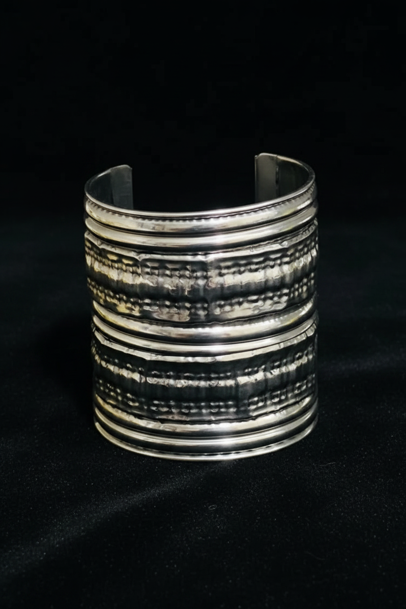 Large Silver Oxidized Cuff Bracelet Bangle – Handmade in India
