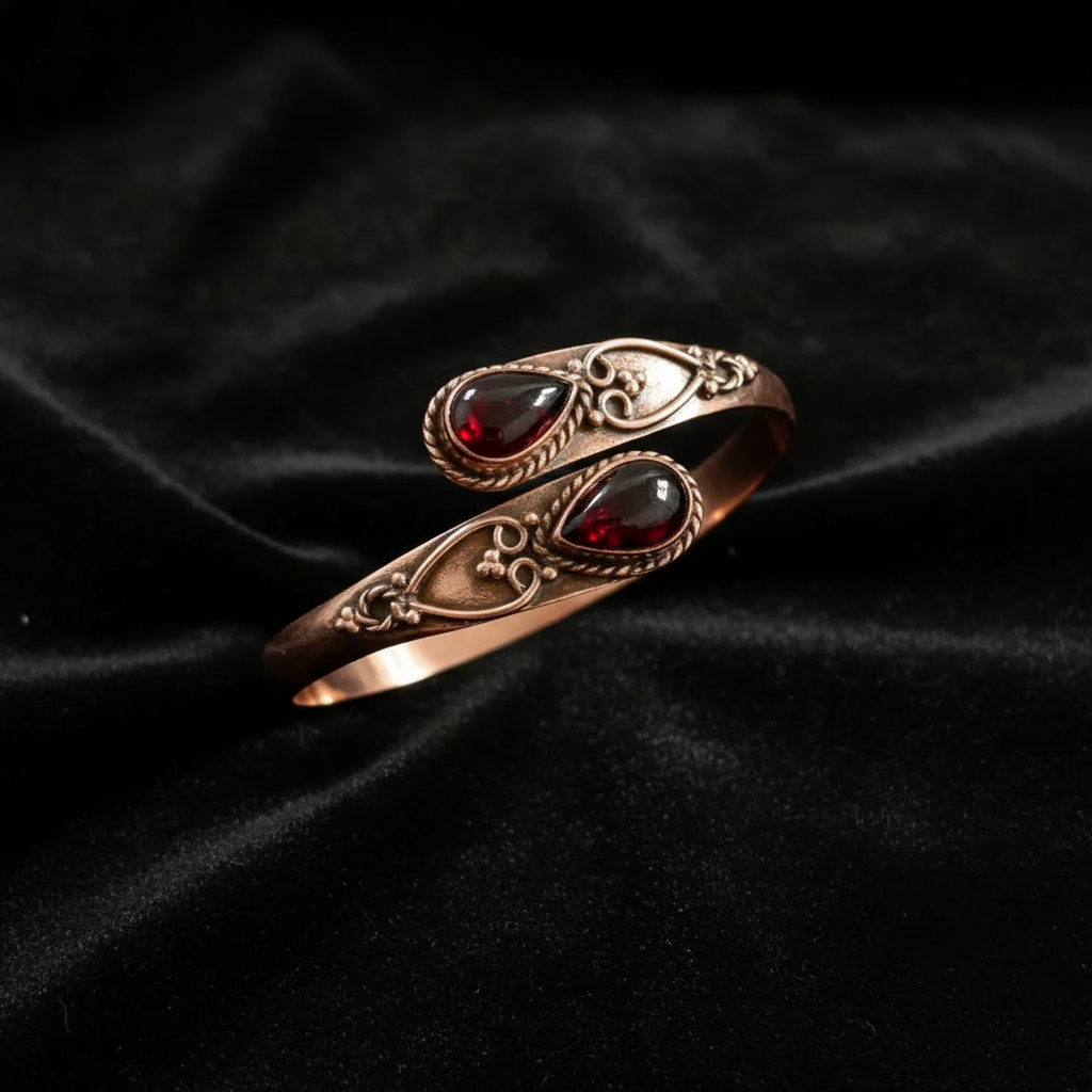 Tibetan Tourmaline Designer Copper Bangle Bracelet