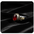 Vintage Afghan Tribal Ring with Red Glass Stone