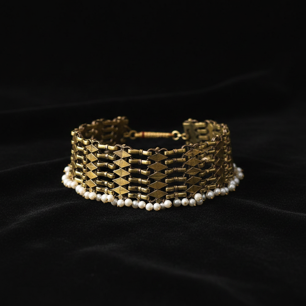 Woven Pearl Afghan Choker