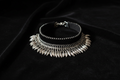 Kuchi Black Felt & Silver Heart Dangle Choker