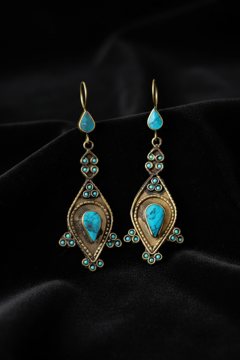 Kuchi Turquoise Dangle Earrings