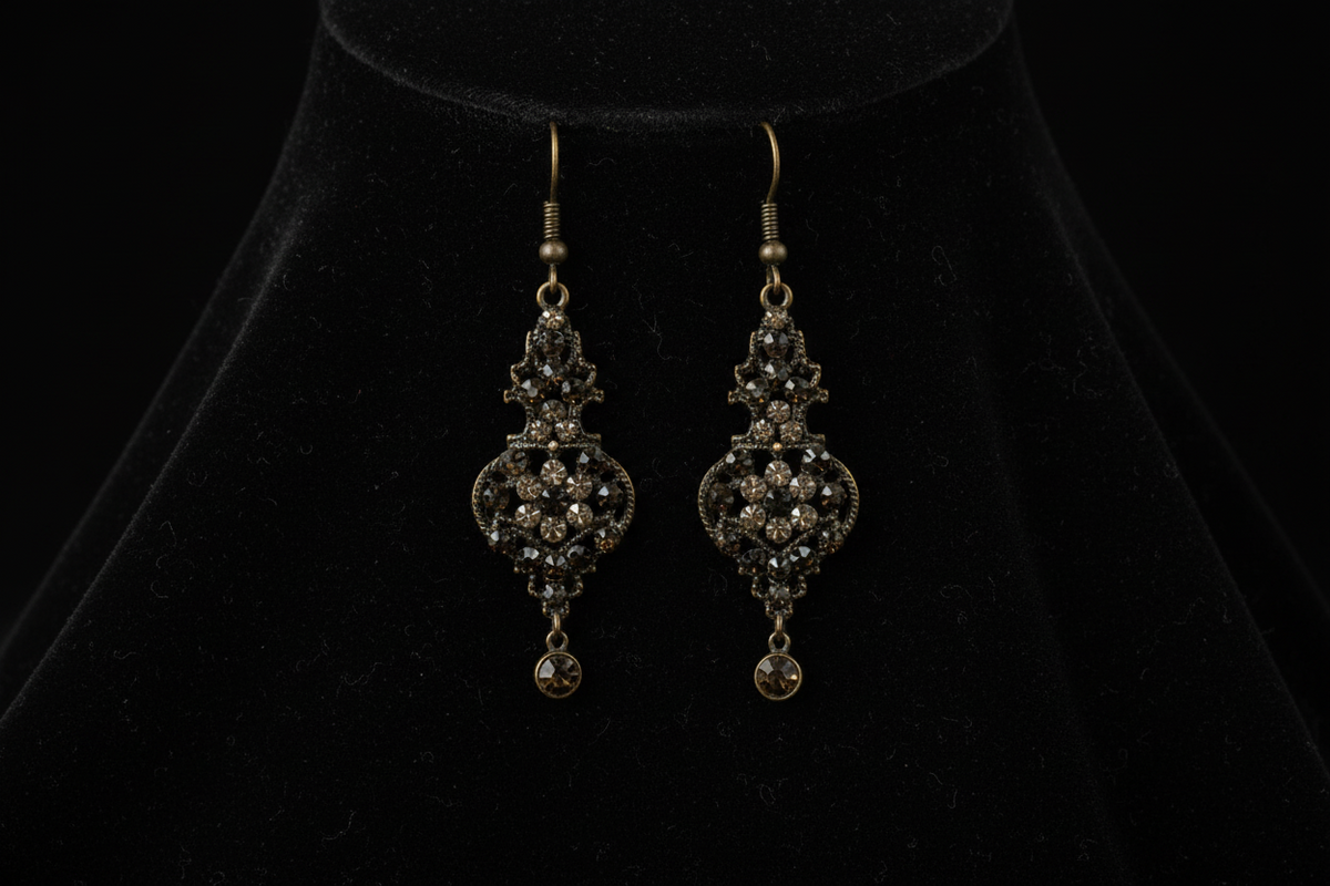 Vintage Drop Dangle Earrings Featuring Topaz