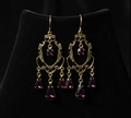 Siam Red Swarovski Victorian Filigree Chandelier Earrings