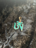 Nepalese Aum Pendant – Turquoise Embossed Sterling Silver Charm