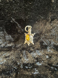 Tiny Tiger's Eye Stone Sterling Silver Turtle Pendant