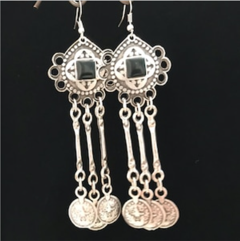 Turkmen Coin Drop Earrings