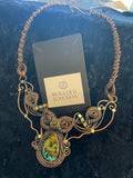 Natural Tibetan Turquoise Copper Wire Wrapped Necklace