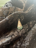 Turquoise & Brass Engraved Teardrop Nepali Pendant
