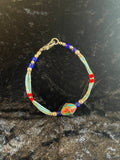 Turquoise Red & Blue Agate Brass Nepali Bracelet