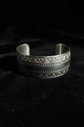 Vintage Etched Silver Filigree Cuff Bracelet – Handmade in USA