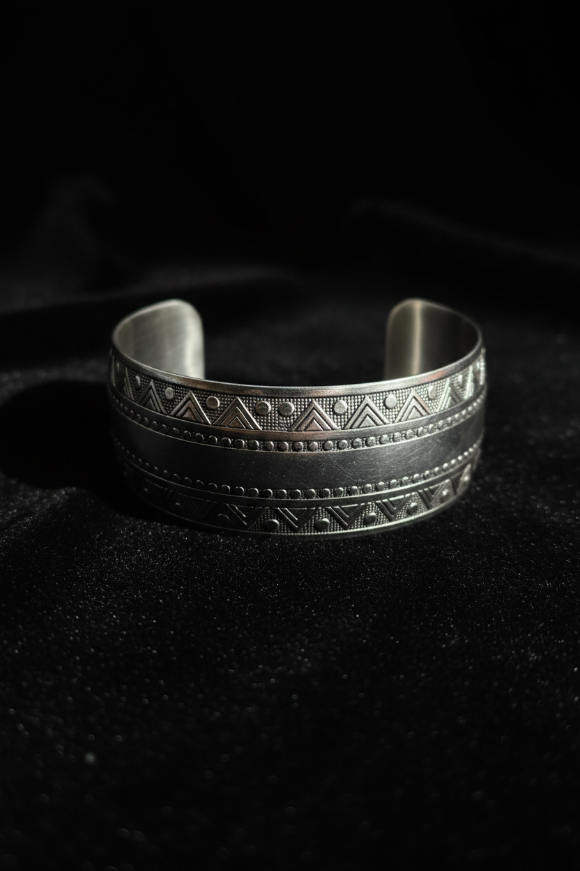Vintage Etched Silver Filigree Cuff Bracelet – Handmade in USA