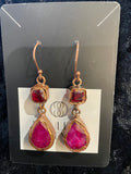 Kashmiri Ruby Copper Wire Wrapped Dangle Earrings