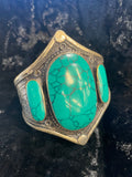 Turquoise Afghan Kuchi Style Gold Gilt Cuff Bracelet
